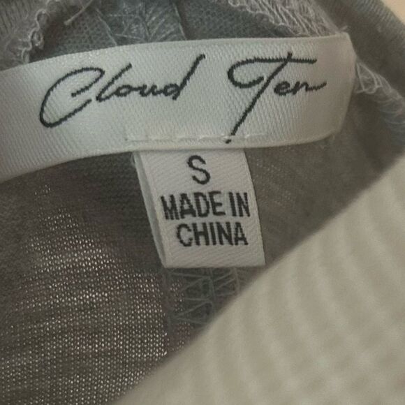 Cloud Ten GRAY PADDED SHOULDER DRAWSTRING RUCHED T-SHIRT DRESS sz S - Picture 12 of 13